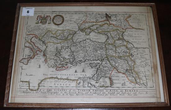 Richard Blome Map of the Estates of the Turkish Empire in Asia and Europe 1669 overall 12.5 x 17in.